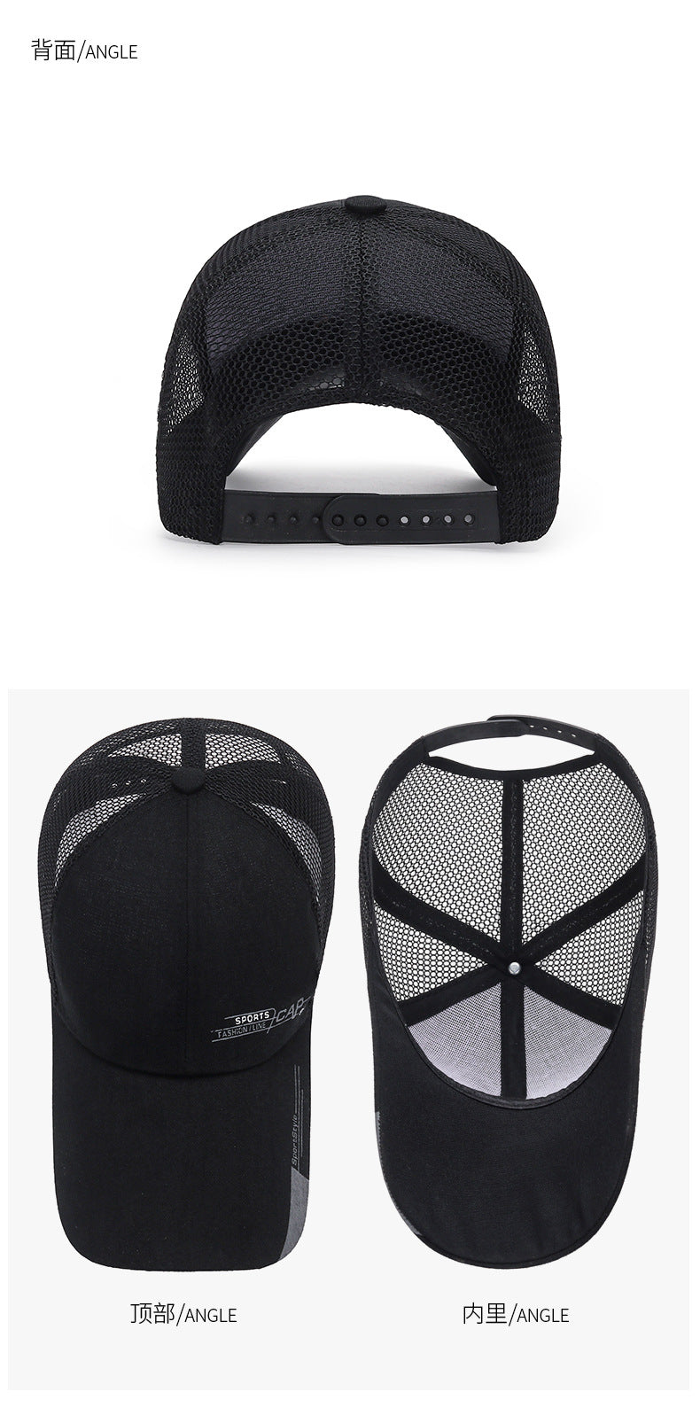 Embossed Triangle Mesh Baseball Caps Women Breathable Mesh Snapback Hats Red Black Casual Sport Hats Cap Unisex Men Fishing