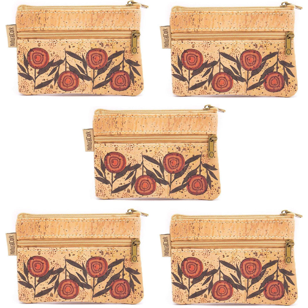 Quirky & Compact: 5 Pack Camellia Cork Mini Pouch-1