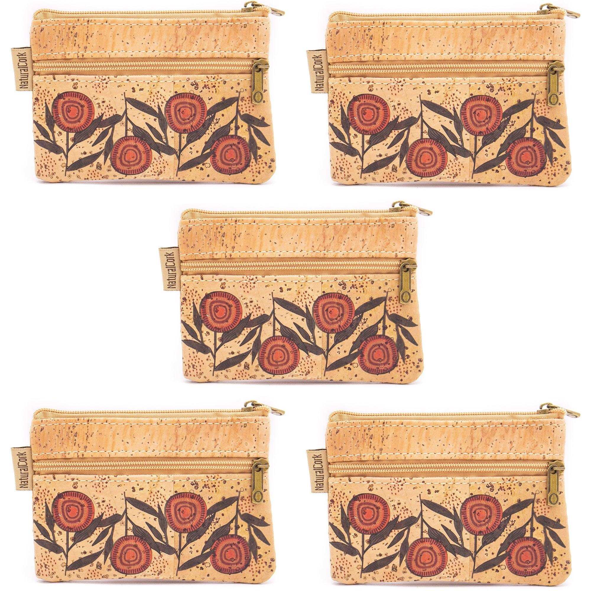 Quirky & Compact: 5 Pack Camellia Cork Mini Pouch-1