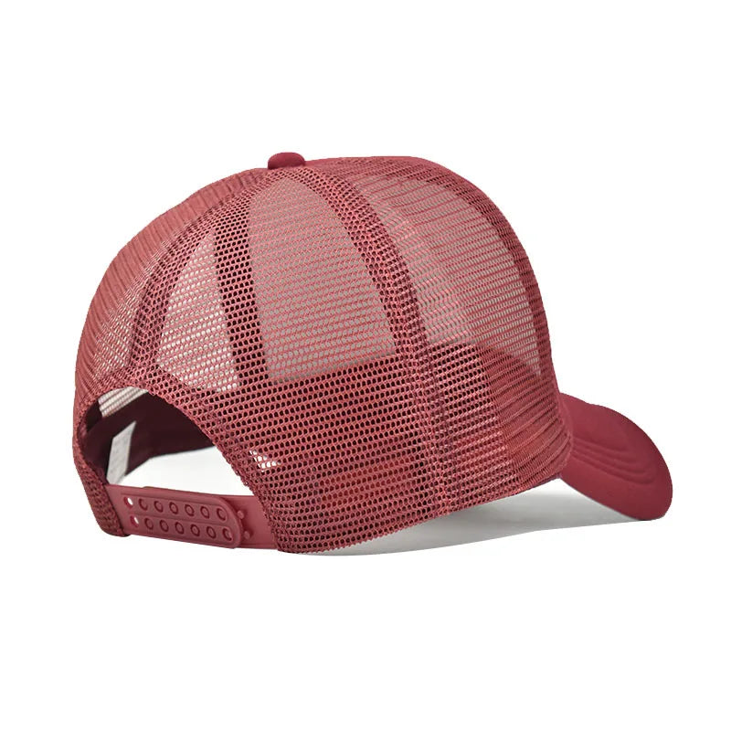 Embossed Triangle Mesh Baseball Caps Women Breathable Mesh Snapback Hats Red Black Casual Sport Hats Cap Unisex Men Fishing