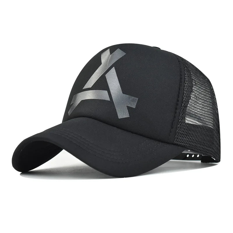 Embossed Triangle Mesh Baseball Caps Women Breathable Mesh Snapback Hats Red Black Casual Sport Hats Cap Unisex Men Fishing