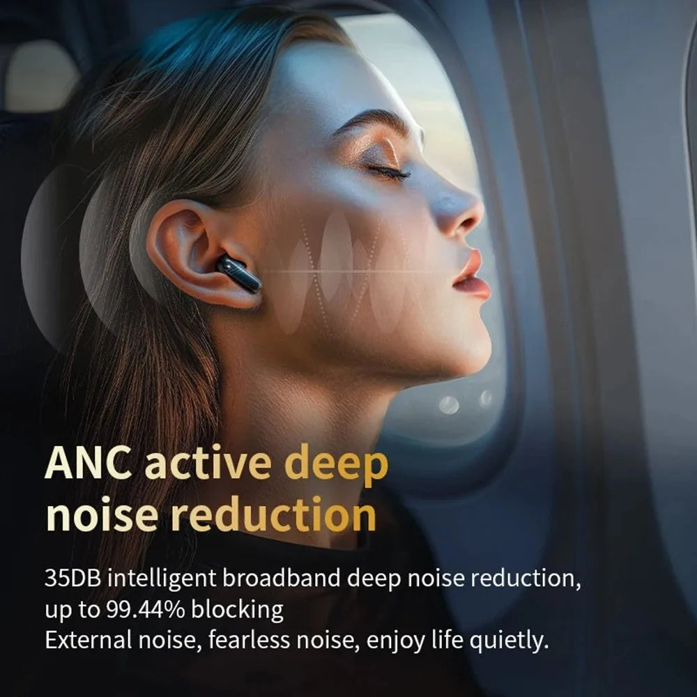 Bluetooth 5.4 Full Touch Screen Headphones ENC Mic Smart LCD Wireless in-Ear Earbuds Long Battery Noise Cancelling