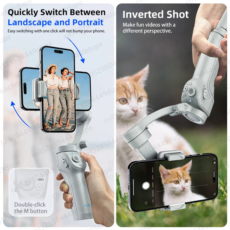 Handheld Gimbal Stabilizer Selfie Tripod with Fill Light for Smartphone 3-Axis Anti Shake Gimbal Foldable for Xiaomi iPhone