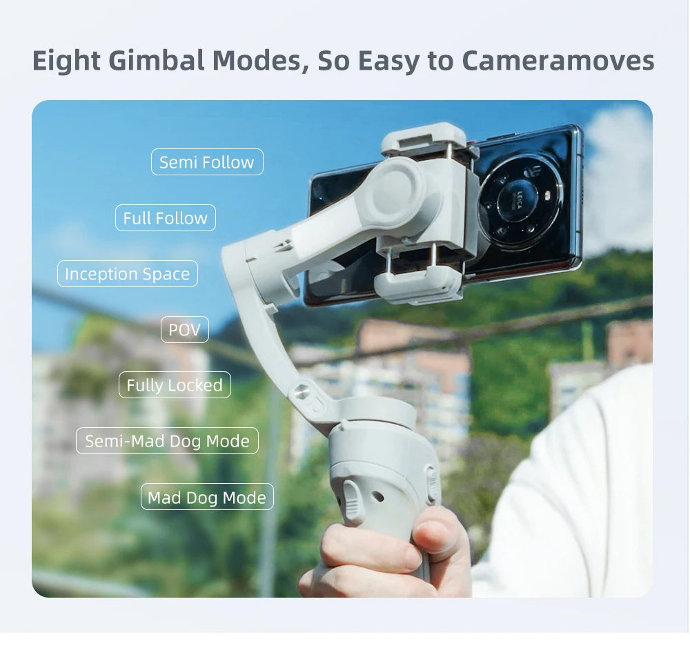 Handheld Gimbal Stabilizer Selfie Tripod with Fill Light for Smartphone 3-Axis Anti Shake Gimbal Foldable for Xiaomi iPhone