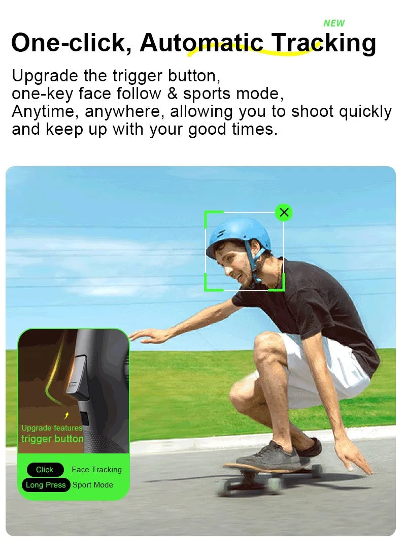 AOCHUAN Handheld Anti-shake Gimbal Stabilizer Travel Extended Selfie Stick Face Tracking Phone Stand for iPhone Android Shooting