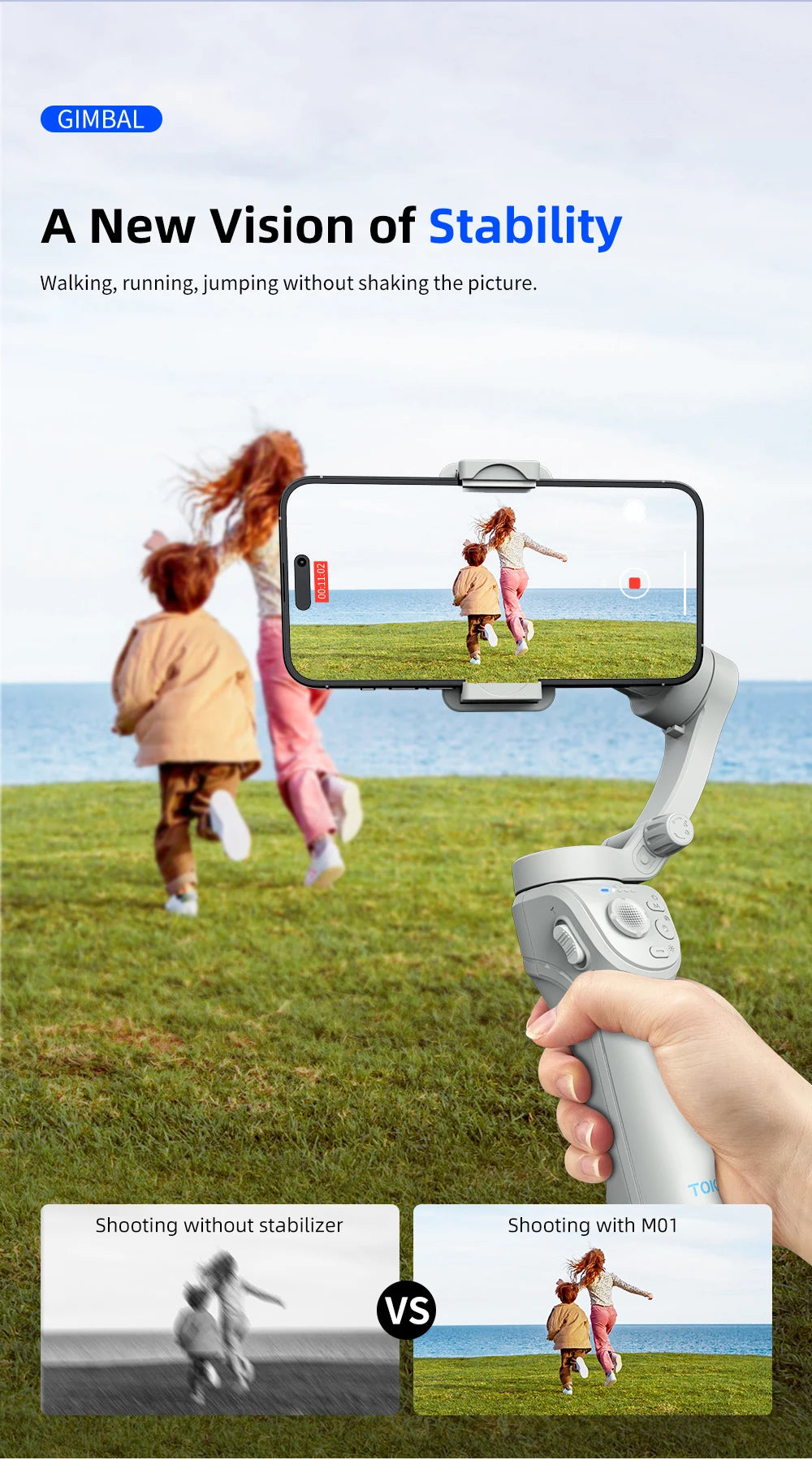 Handheld Gimbal Stabilizer Selfie Tripod with Fill Light for Smartphone 3-Axis Anti Shake Gimbal Foldable for Xiaomi iPhone