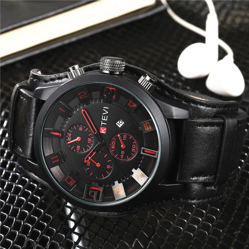 YIKAZE Retro Men's Watches Classic Luxury Business Quartz Watch Fashion Big Dial Leather Strap Date Military Wristwatch for Men