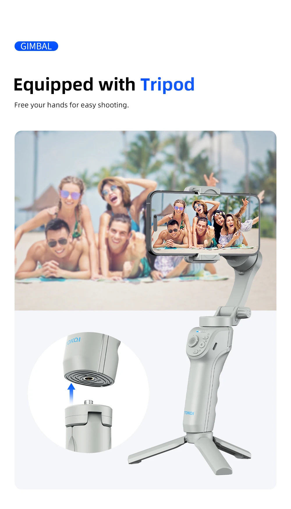 Handheld Gimbal Stabilizer Selfie Tripod with Fill Light for Smartphone 3-Axis Anti Shake Gimbal Foldable for Xiaomi iPhone