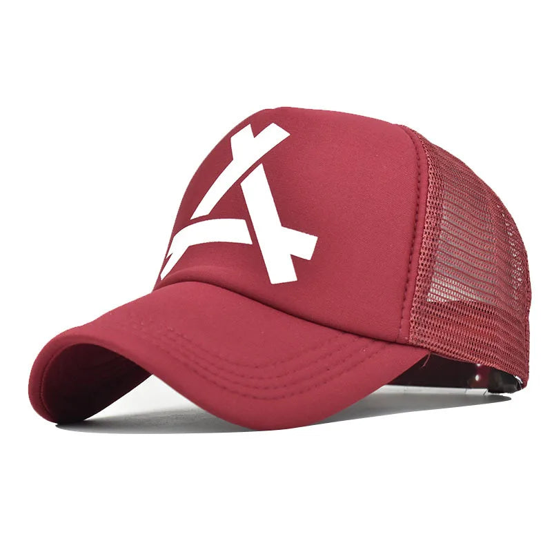 Embossed Triangle Mesh Baseball Caps Women Breathable Mesh Snapback Hats Red Black Casual Sport Hats Cap Unisex Men Fishing
