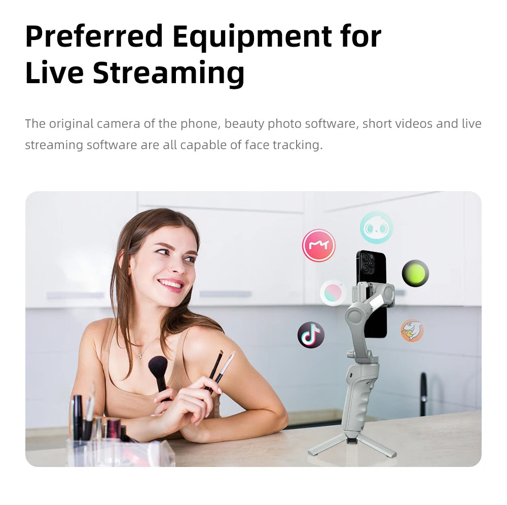 Handheld Gimbal Stabilizer Selfie Tripod with Fill Light for Smartphone 3-Axis Anti Shake Gimbal Foldable for Xiaomi iPhone