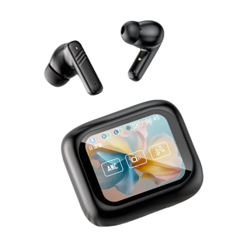 Bluetooth 5.4 Full Touch Screen Headphones Smart LCD in Ear ANC Bluetooth Earphones HD Call Long Battery HiFi Stereo Earphones