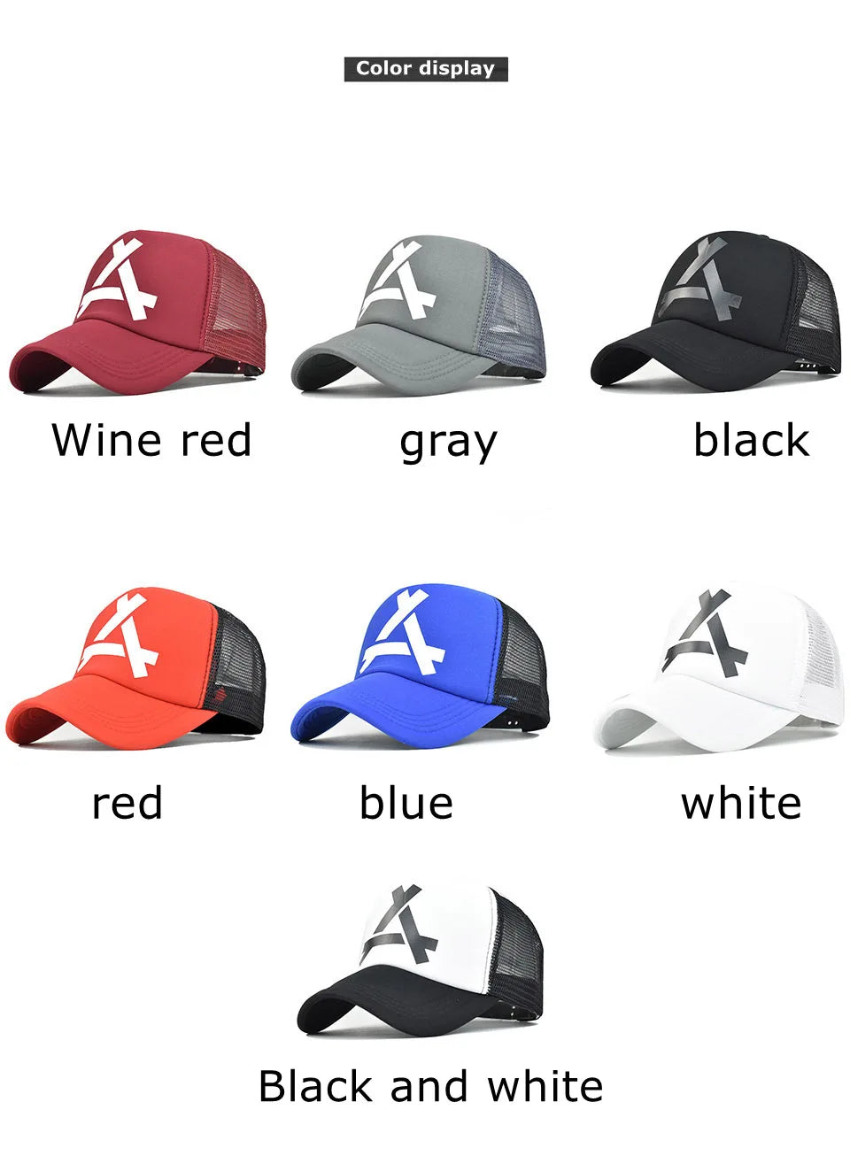 Embossed Triangle Mesh Baseball Caps Women Breathable Mesh Snapback Hats Red Black Casual Sport Hats Cap Unisex Men Fishing
