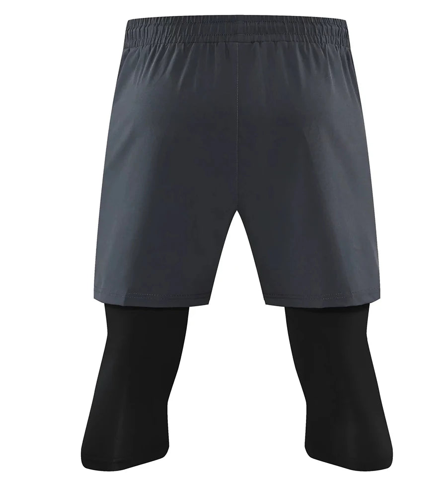 Men Tight Sport 2 In 1 Cropped Pants 2024 Summer Elastic Quick-dry Compression Workout Training Exercise Running Sports Shorts