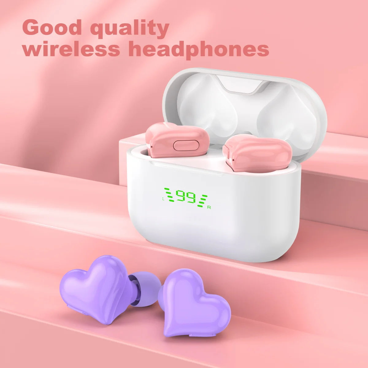 Wireless bluetooth headset Cute fashion sports headphones Pretty love music earbuds Girls' favourite gift For Android/iPhone