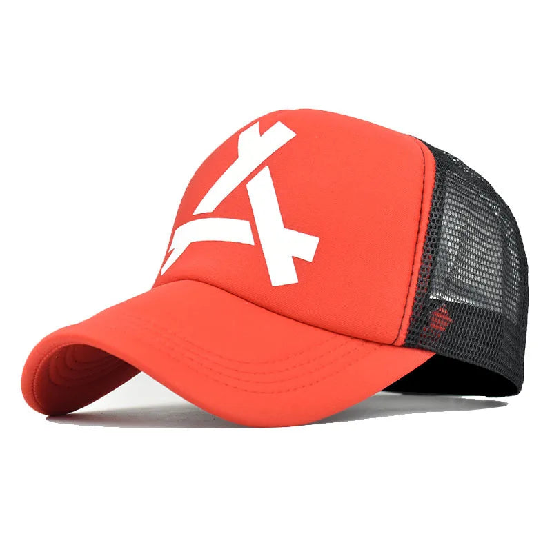 Embossed Triangle Mesh Baseball Caps Women Breathable Mesh Snapback Hats Red Black Casual Sport Hats Cap Unisex Men Fishing