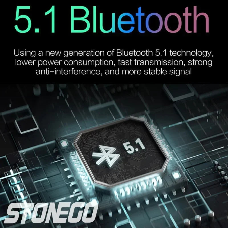 Bluetooth 5.1 Wireless Headset Stereo Earbuds with Microphone Foldable for Tablet Mobile Phone