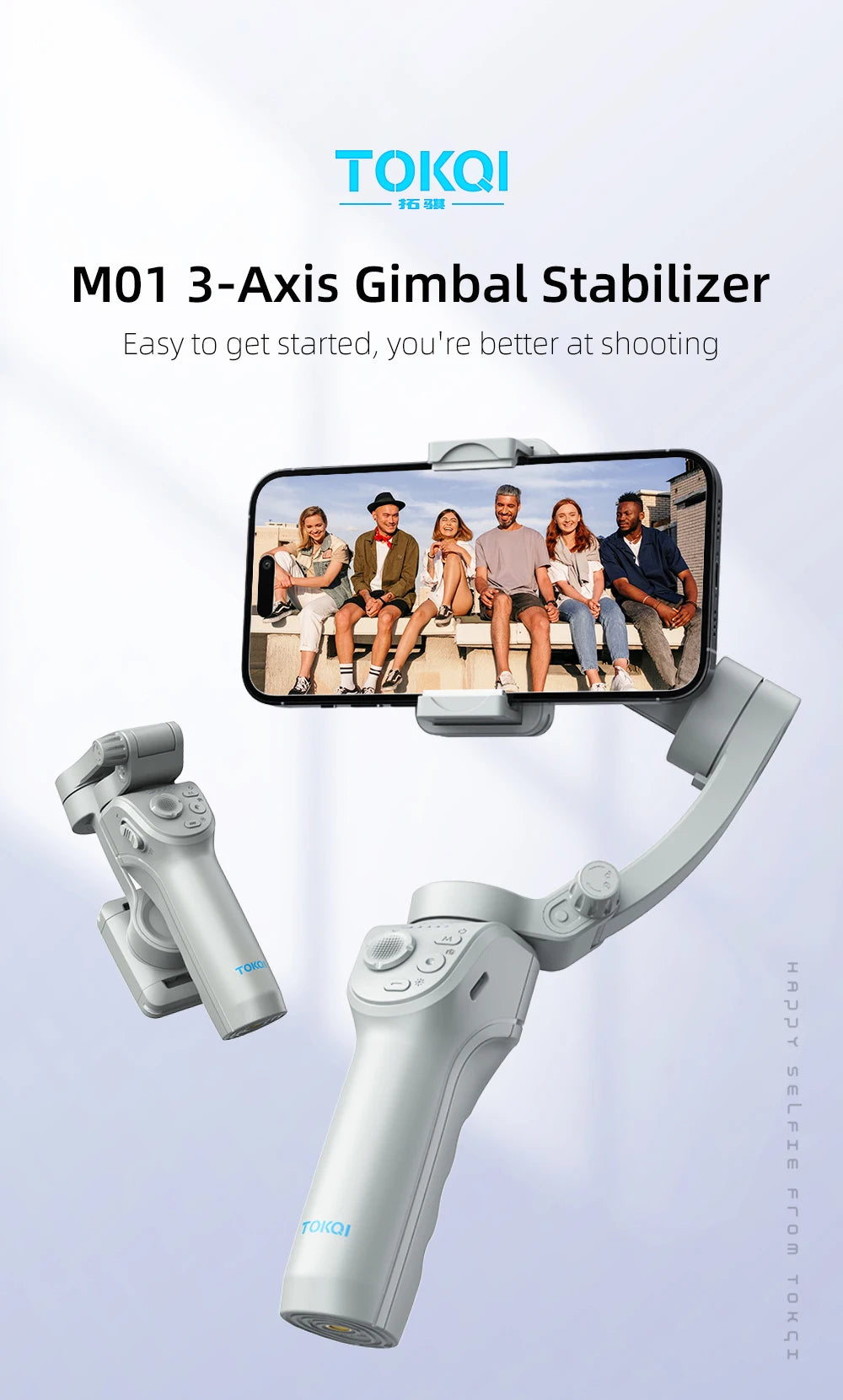 Handheld Gimbal Stabilizer Selfie Tripod with Fill Light for Smartphone 3-Axis Anti Shake Gimbal Foldable for Xiaomi iPhone