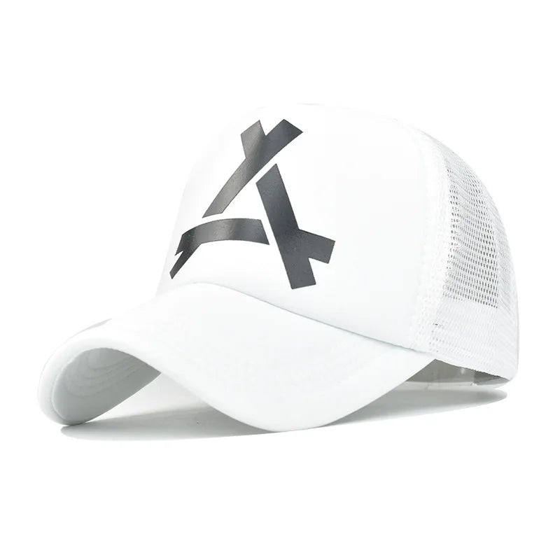 Embossed Triangle Mesh Baseball Caps Women Breathable Mesh Snapback Hats Red Black Casual Sport Hats Cap Unisex Men Fishing