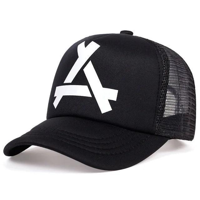 Embossed Triangle Mesh Baseball Caps Women Breathable Mesh Snapback Hats Red Black Casual Sport Hats Cap Unisex Men Fishing