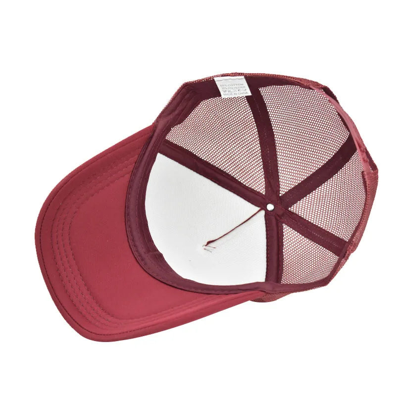Embossed Triangle Mesh Baseball Caps Women Breathable Mesh Snapback Hats Red Black Casual Sport Hats Cap Unisex Men Fishing