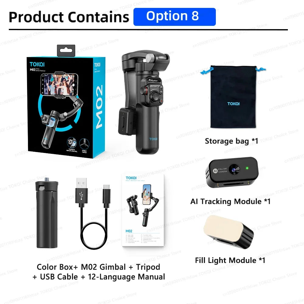 Handheld 3-Axis Gimbal Stabilizer for iPhone & Android, Anti-Shake Phone Holder with Tripod, for Vlogging & Video Recording