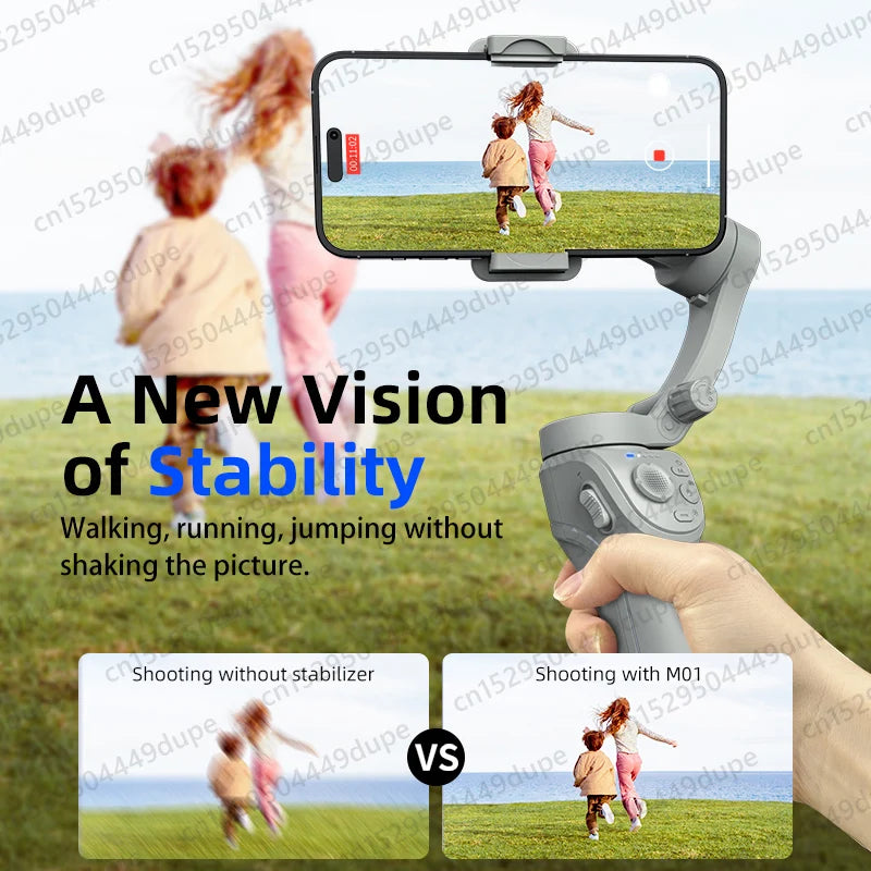 Handheld Gimbal Stabilizer Selfie Tripod with Fill Light for Smartphone 3-Axis Anti Shake Gimbal Foldable for Xiaomi iPhone