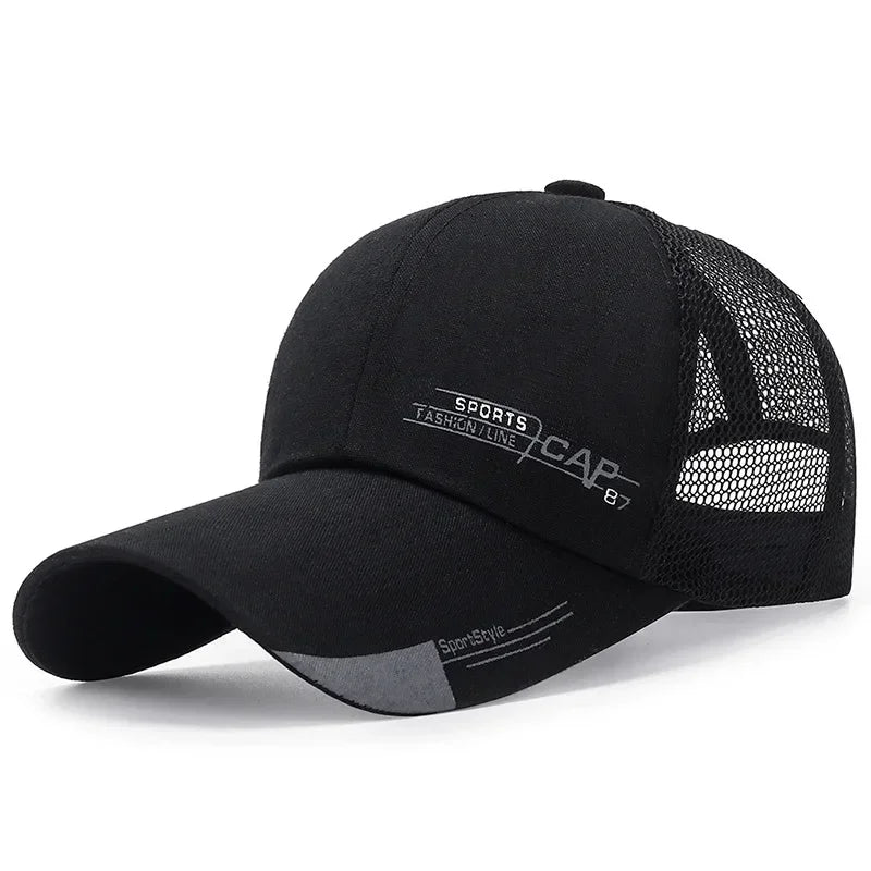 Embossed Triangle Mesh Baseball Caps Women Breathable Mesh Snapback Hats Red Black Casual Sport Hats Cap Unisex Men Fishing