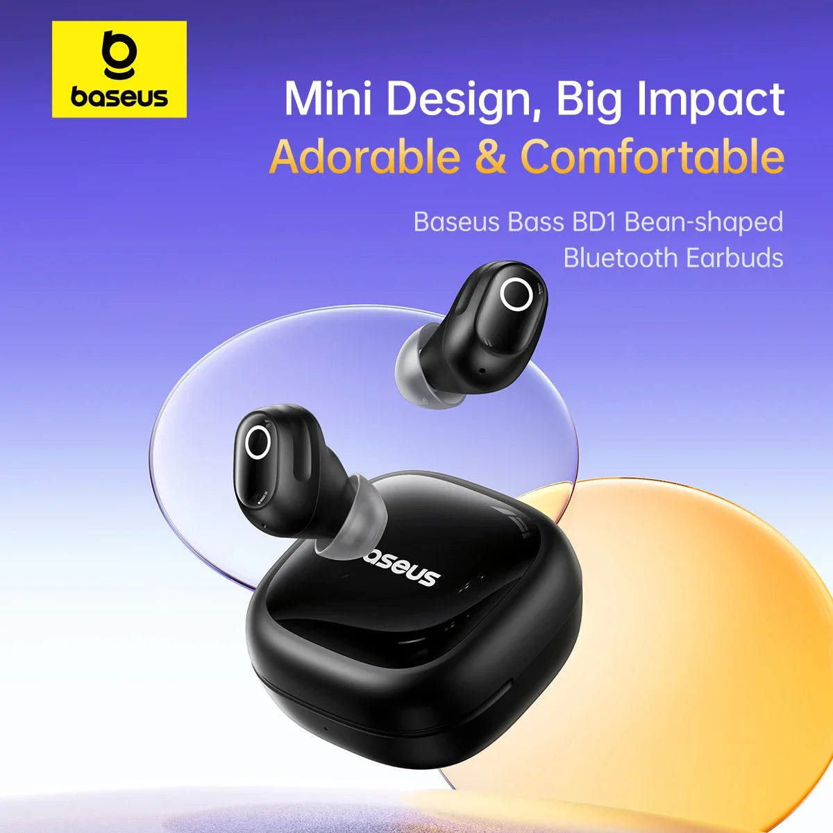 Baseus Bass BD1 Wireless Earphones Bluetooth 5.4 Mini Bean Earbuds 38H Playtime IP55 Waterproof Sports Headphones
