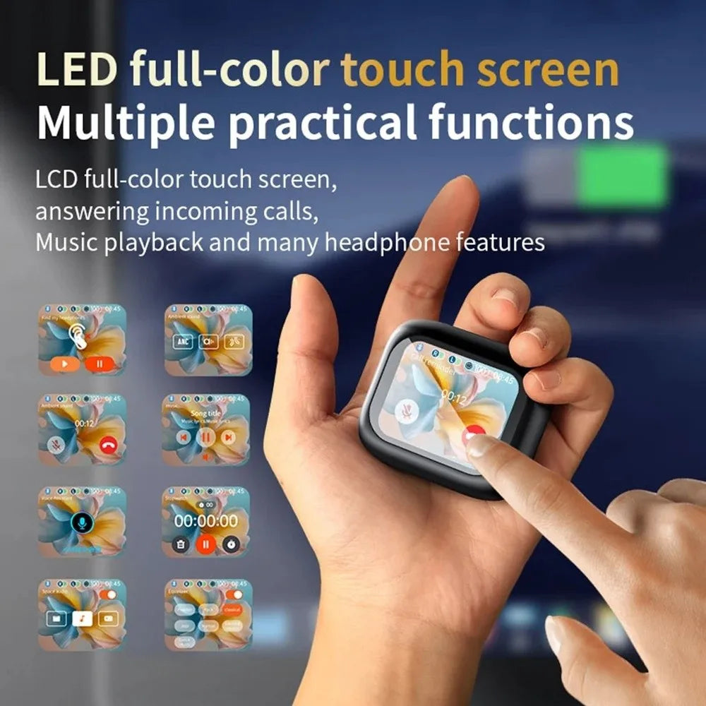 Bluetooth 5.4 Full Touch Screen Headphones Smart LCD in Ear ANC Bluetooth Earphones HD Call Long Battery HiFi Stereo Earphones