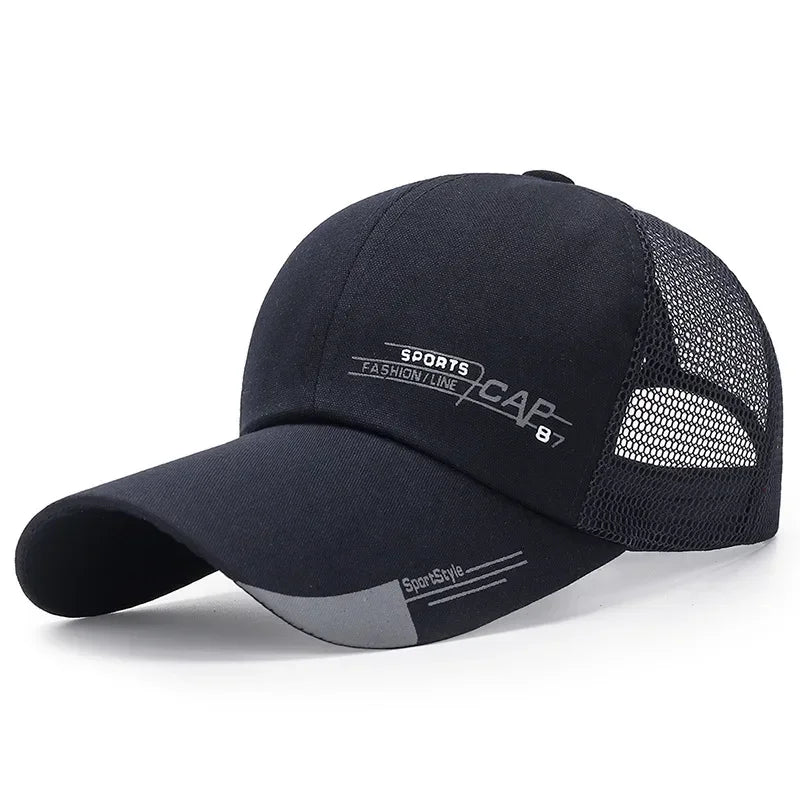 Embossed Triangle Mesh Baseball Caps Women Breathable Mesh Snapback Hats Red Black Casual Sport Hats Cap Unisex Men Fishing