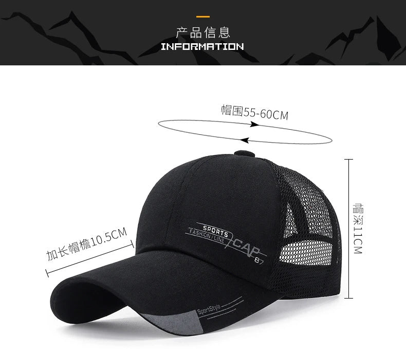 Embossed Triangle Mesh Baseball Caps Women Breathable Mesh Snapback Hats Red Black Casual Sport Hats Cap Unisex Men Fishing