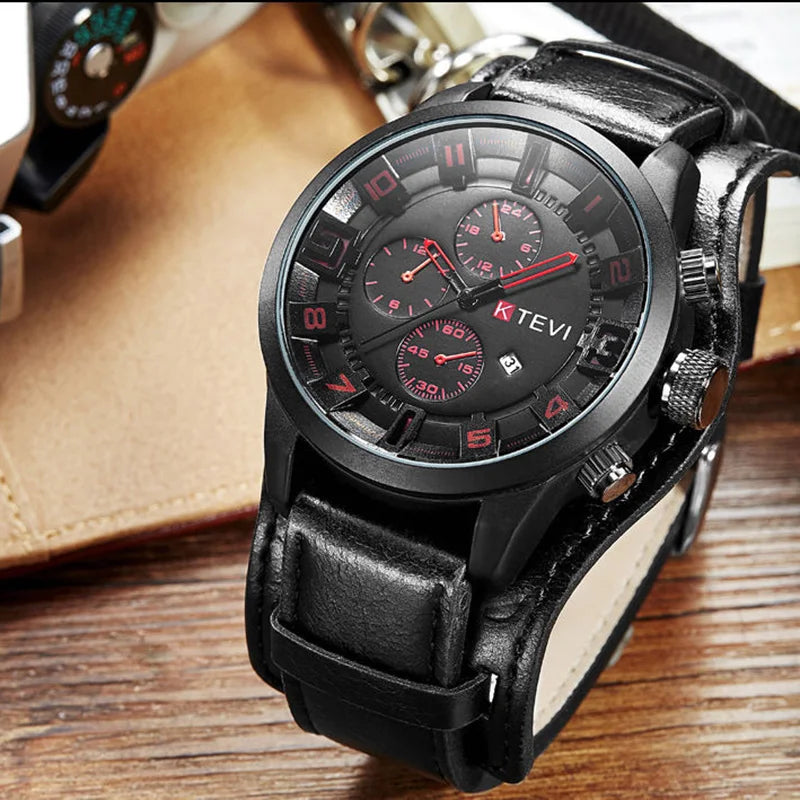 YIKAZE Retro Men's Watches Classic Luxury Business Quartz Watch Fashion Big Dial Leather Strap Date Military Wristwatch for Men