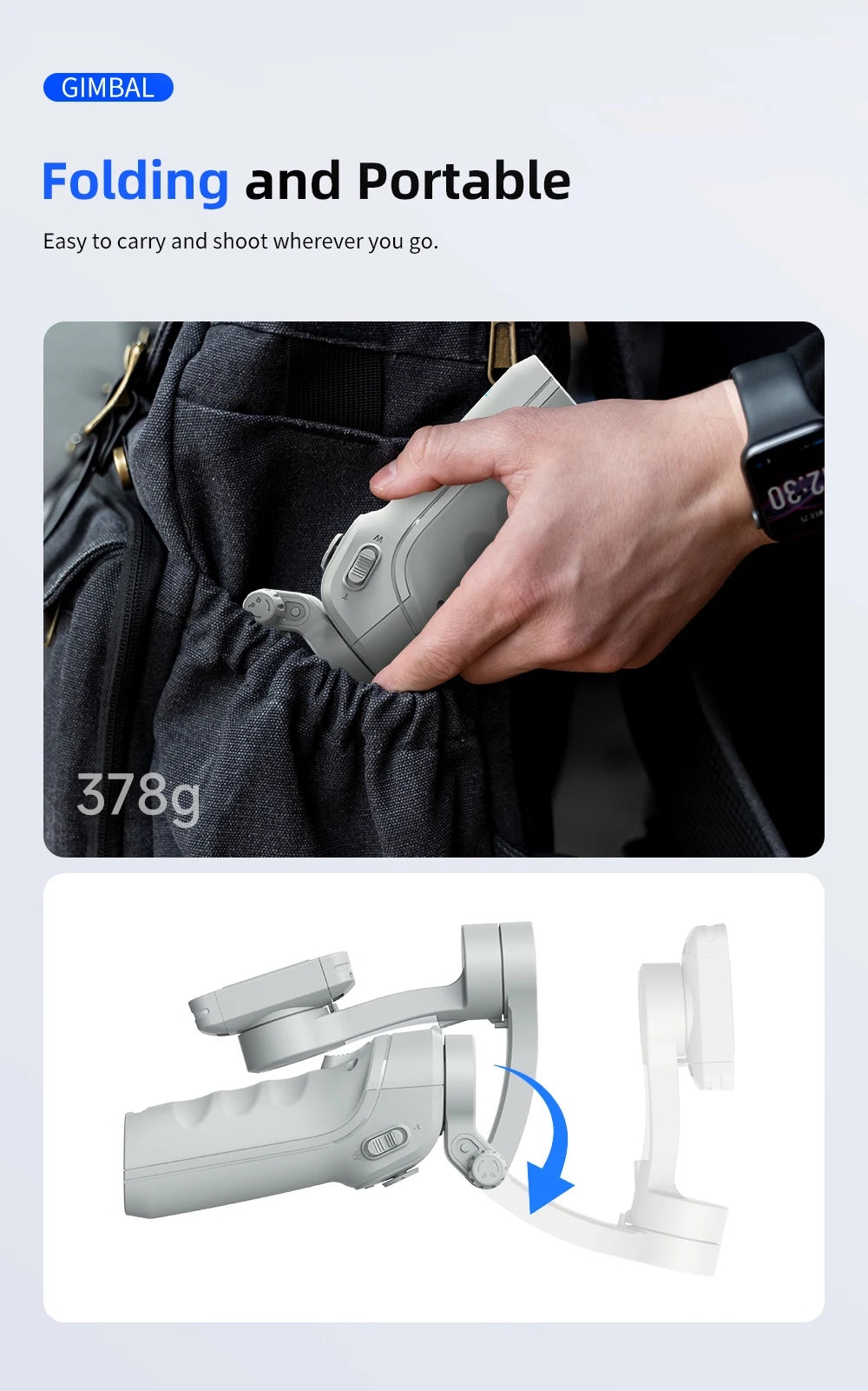 Handheld Gimbal Stabilizer Selfie Tripod with Fill Light for Smartphone 3-Axis Anti Shake Gimbal Foldable for Xiaomi iPhone