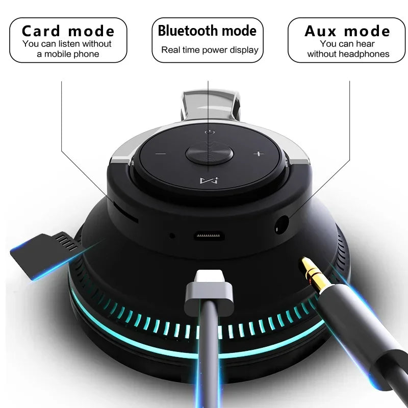 Bluetooth 5.1 Wireless Headset Stereo Earbuds with Microphone Foldable for Tablet Mobile Phone