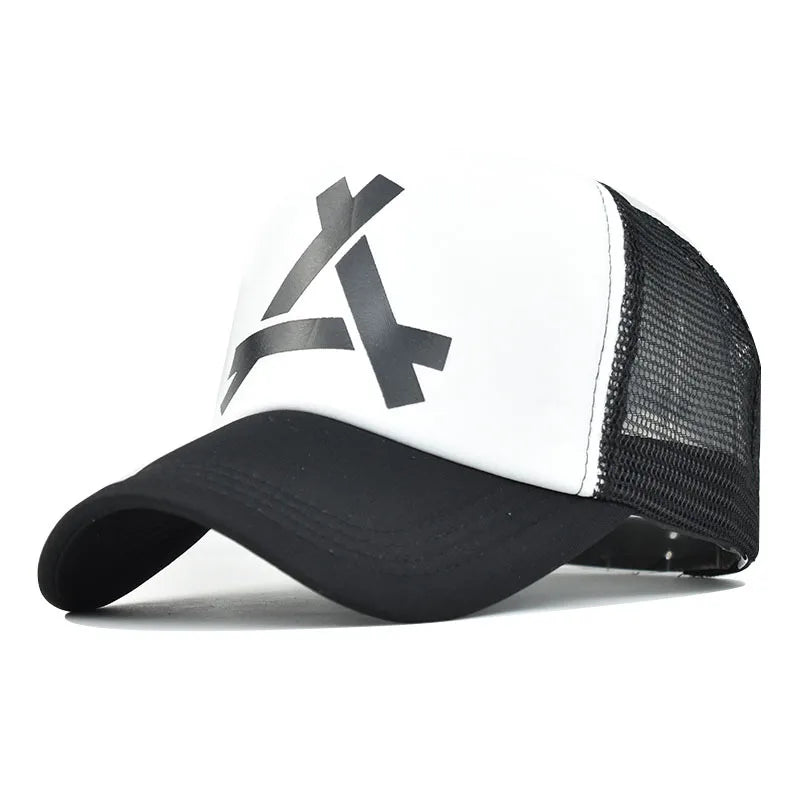 Embossed Triangle Mesh Baseball Caps Women Breathable Mesh Snapback Hats Red Black Casual Sport Hats Cap Unisex Men Fishing