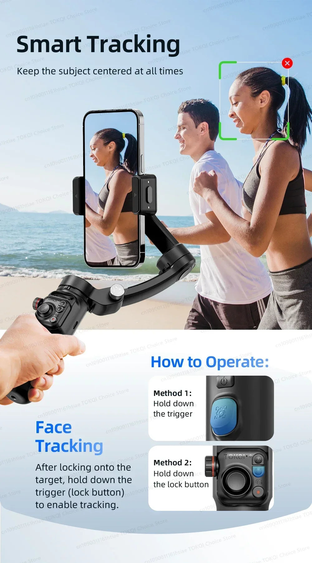 Handheld 3-Axis Gimbal Stabilizer for iPhone & Android, Anti-Shake Phone Holder with Tripod, for Vlogging & Video Recording