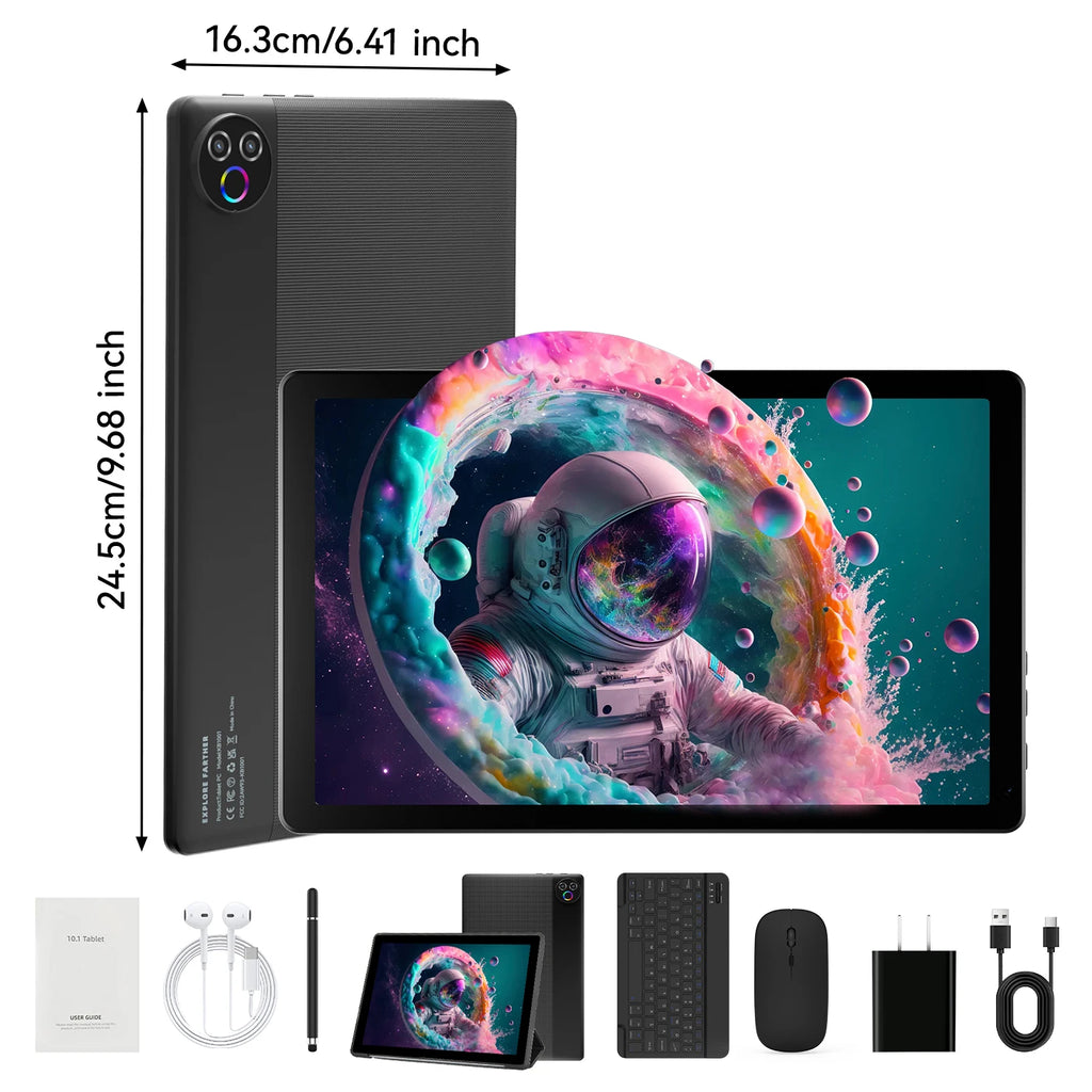URAO Android 15 Tablet 10.1 Inch 20(3+17)GB RAM 64GB ROM 5-core Dual Camera Tablets PC Set Keyboard/Case/Mouse/Stylus/Headphone