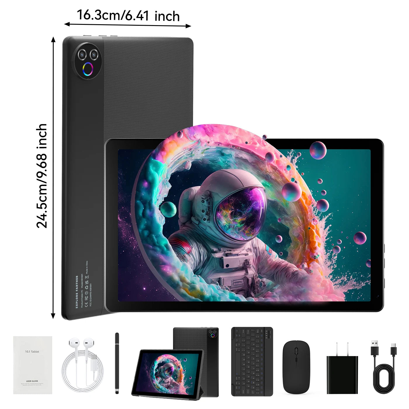 URAO Android 15 Tablet 10.1 Inch 20(3+17)GB RAM 64GB ROM 5-core Dual Camera Tablets PC Set Keyboard/Case/Mouse/Stylus/Headphone
