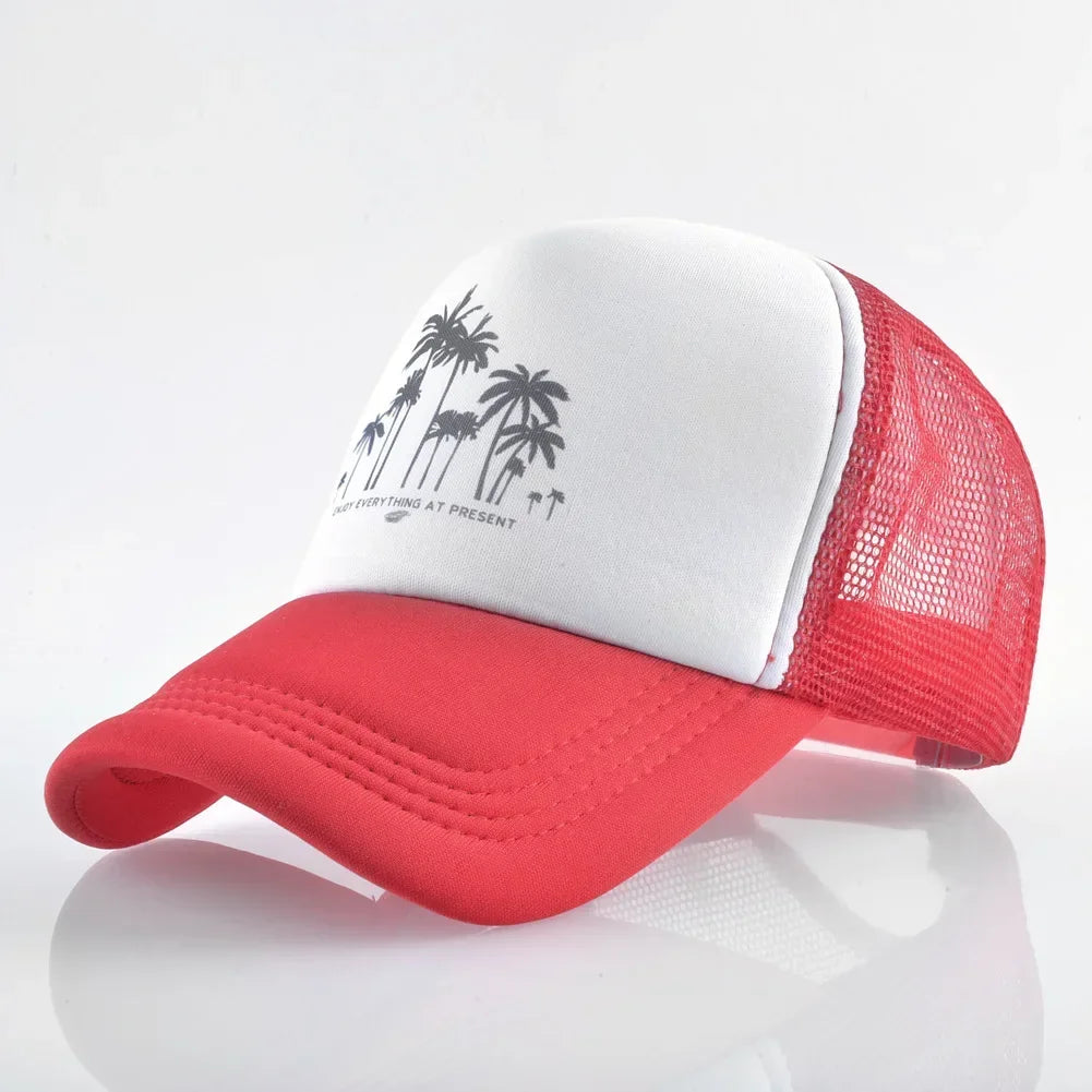 Embossed Triangle Mesh Baseball Caps Women Breathable Mesh Snapback Hats Red Black Casual Sport Hats Cap Unisex Men Fishing
