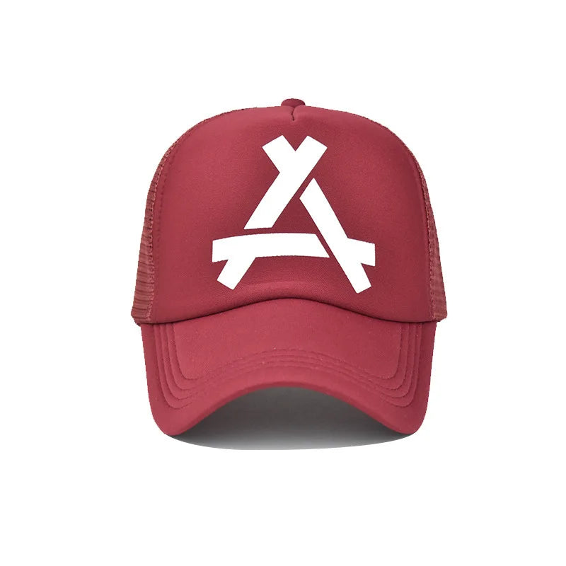 Embossed Triangle Mesh Baseball Caps Women Breathable Mesh Snapback Hats Red Black Casual Sport Hats Cap Unisex Men Fishing