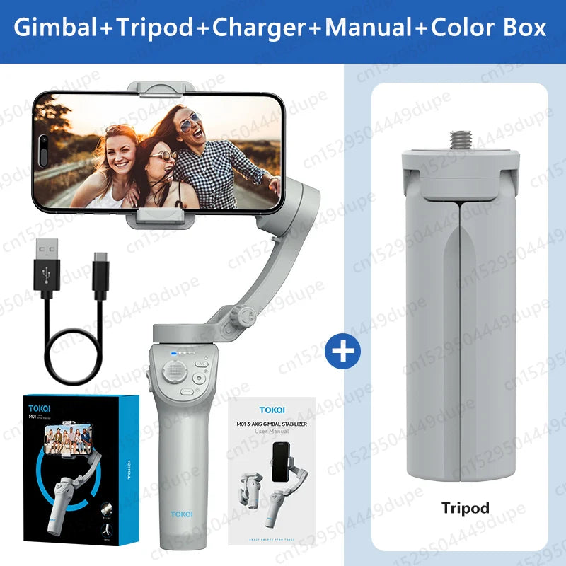Handheld Gimbal Stabilizer Selfie Tripod with Fill Light for Smartphone 3-Axis Anti Shake Gimbal Foldable for Xiaomi iPhone