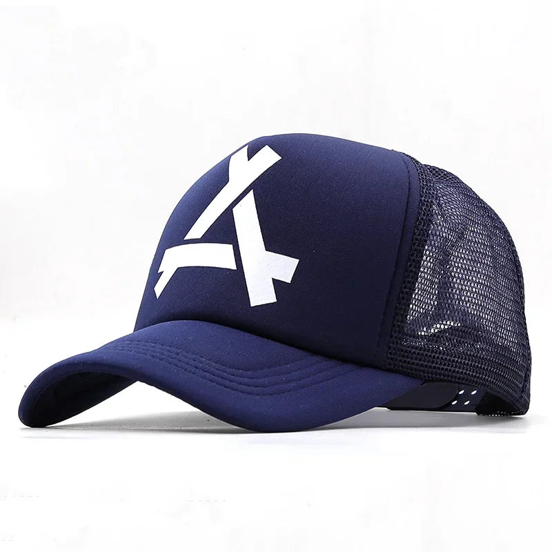 Embossed Triangle Mesh Baseball Caps Women Breathable Mesh Snapback Hats Red Black Casual Sport Hats Cap Unisex Men Fishing
