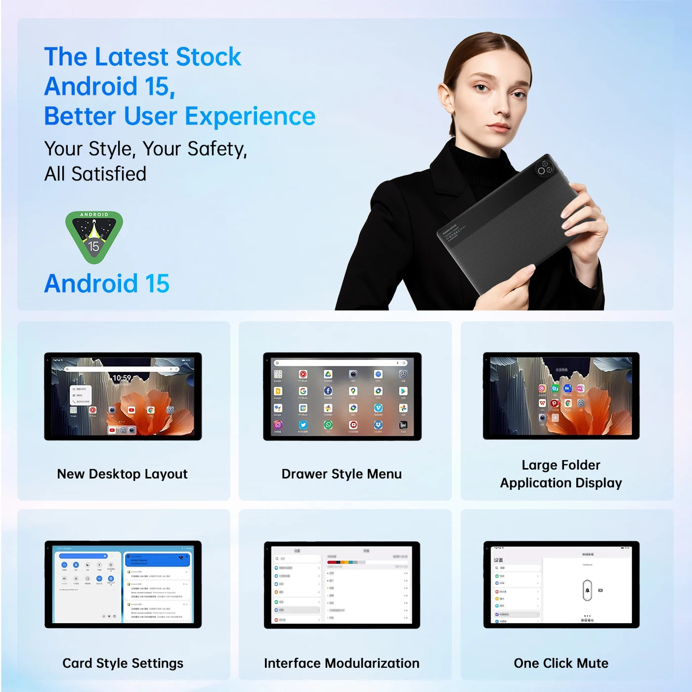 URAO Android 15 Tablet 10.1 Inch 20(3+17)GB RAM 64GB ROM 5-core Dual Camera Tablets PC Set Keyboard/Case/Mouse/Stylus/Headphone