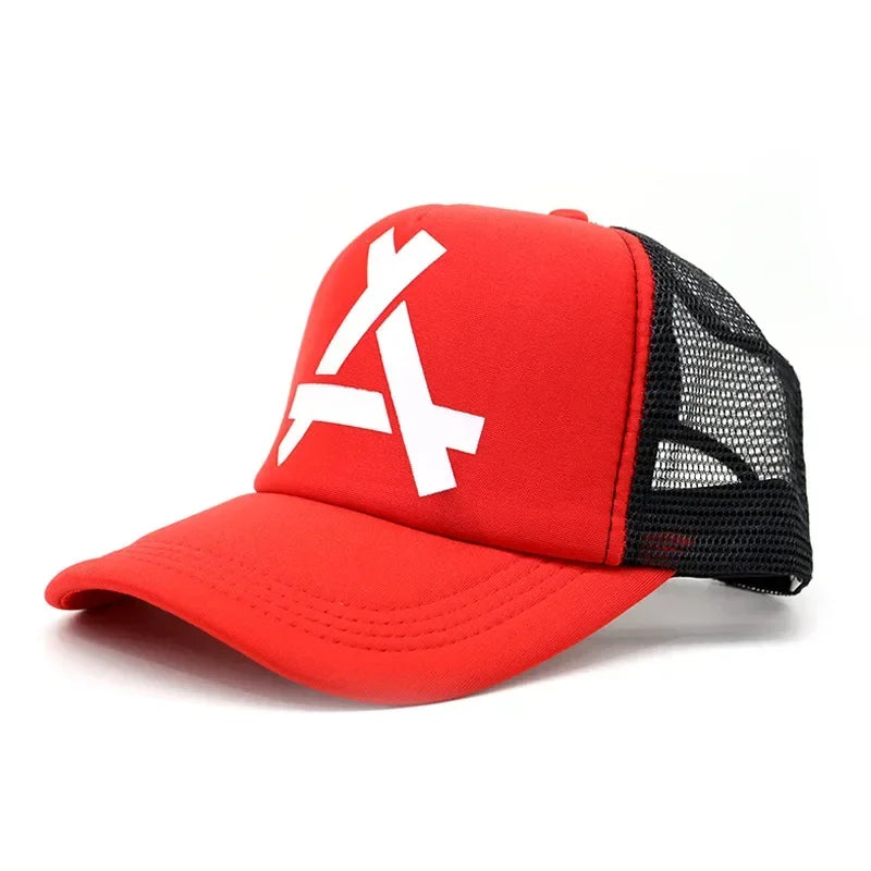 Embossed Triangle Mesh Baseball Caps Women Breathable Mesh Snapback Hats Red Black Casual Sport Hats Cap Unisex Men Fishing