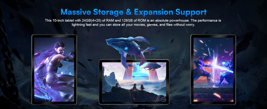 URAO C109L 10 Inch Tablets Android 15 A523 Octa Core Tablet 24GB+128GB 1 TB Expansion WiFi 6 5MP+8MP Camera Keyboard Mouse Set