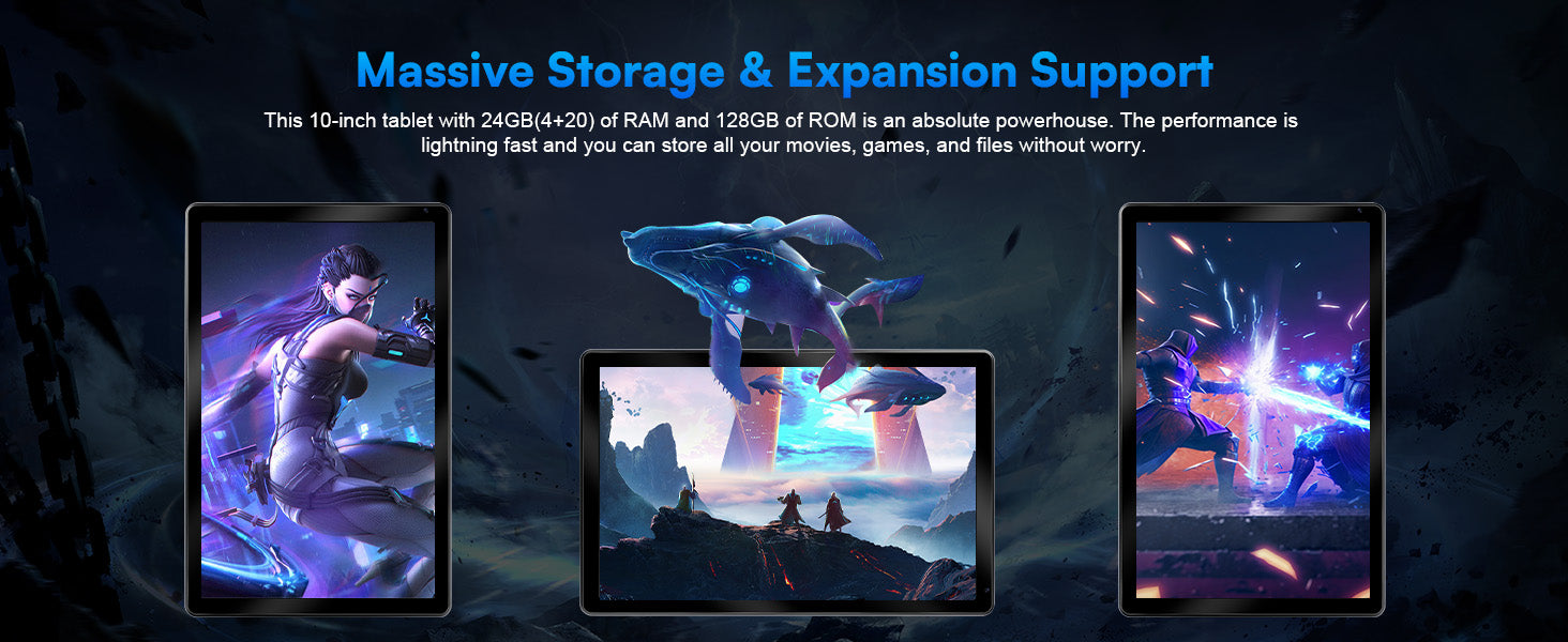 URAO C109L 10 Inch Tablets Android 15 A523 Octa Core Tablet 24GB+128GB 1 TB Expansion WiFi 6 5MP+8MP Camera Keyboard Mouse Set